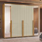Guarda Roupas Casal 6 Portas 2 Espelhos 278cm Volpi 100% MDF Linha Espazzo Madetec