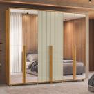 Guarda Roupas Casal 6 Portas 4 Espelhos Laterais 278cm Volpi 100% MDF Linha Espazzo Madetec