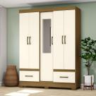 Guarda Roupas Casal Com 5 Portas 2 Gavetas Com Espelho B60 Nature / Off White - Briz Móveis
