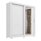 Guarda Roupas Casal com Espelho 2 Portas de Correr 4 Gavetas Titanium Branco Zanzini