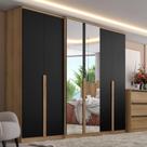 Guarda Roupas Casal com Espelho 6 Portas 4 Gavetas Valência Full Glass THB