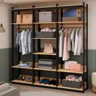 Guarda Roupas Closet Wood Organização Elegante com Módulo Cabideiro e Prateleira Guarda Roupas Closet Wood Organização Elegante com Módulo Cabideiro e Prateleira