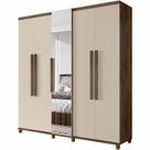 Guarda Roupas de Casal RV Móveis Munique 5 portas com espelho sapateira 3 gavetas larguras de 2,28 metros com pês Freijo/OFF White