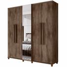 Guarda Roupas de Casal RV Móveis Munique 5 portas com espelho sapateira 3 gavetas larguras de 2,28 metros com pês Freijo