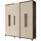 Guarda Roupas de Casal RV Móveis Munique 5 portas com sapateira 3 gavetas larguras de 2,28 metros com pês Freijo OFF White