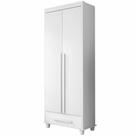 Guarda Roupas de Solteiro RV Móveis Dubai 2 portas 1 gaveta e largura de 85,4 cm com pés Branco