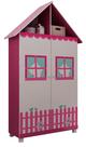 Guarda Roupas Gelius de Solteiro Casinha 2 Portas e 2 Gavetas Branco Rosa