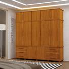 Guarda Roupas Londres 100% Mdf c/ 12 Portas 6 Gavetas Pés Madeira - Luapa - Freijó