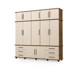 Guarda Roupas Londres 100% Mdf c/ 12 Portas 6 Gavetas Pés Madeira - Luapa - Malbec/Off White