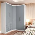 Guarda Roupas Modulado de Canto Diagonal 3 Peças com 5 Portas e 4 Gavetas Alpes Luciane Móveis