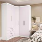 Guarda Roupas Modulado de Canto Diagonal 3 Peças com 5 Portas e 4 Gavetas Alpes Luciane Móveis Guarda Roupas Modulado de Canto Diagonal 3 Peças com 5 Portas e 4 Gavetas Alpes Luciane Móveis