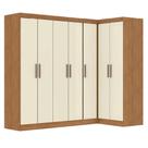 Guarda Roupas Modulado De Canto Madrid Com 7 Portas Branco Maxel Madeirado/off White