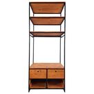 Guarda Roupas Modulado Estilo Industrial Ferro em Preto e Madeira Maciça Cor Castanheira com 4 Gavetas e 3 Prateleiras Guarda Roupas Modulado Estilo Industrial Ferro em Preto e Madeira Maciça Cor Castanheira com 4 Gavetas e 3 Prateleiras