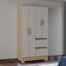 Guarda Roupas Quarto Pequeno Off-White Nápoles Poquema 4 Portas