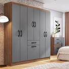 Guarda Roupas Solteiro 6 Portas 2 Gavetas 160cm Laguna Móvel na Caixa