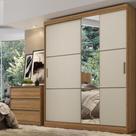 Guarda Roupas Solteiro com Espelho 2 Portas de Correr 2 Gavetas Flex Comfort Glass THB