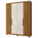 Guarda Roupas Solteiro Ripado 4 Portas 3 Gavetas Califórnia Madeirado / Off White Moval