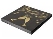Guardanapo de Papel Estampado Metalizado Folha Dupla Ano Novo Taça Dourado 32x32 cm Silver Festas - Inspire sua Festa