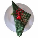 Guardanapo Tricoline Verde Natal Estrela Dourada 40 x 40cm