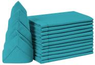 Guardanapos de coquetel com bainha costurada com orifícios decorativos em ourela azul-petróleo 18 x 18, guardanapos de casamento, guardanapos de tecido, guardanapos de algodão com cantos esquadrados, Dia de Ação de Graças, guardanapos de jantar laváveis à máquina, conjunto de 12