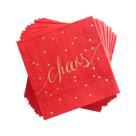Guardanapos de coquetel descartáveis Simple-Glee Red & Gold de 3 camadas, 100 unidades