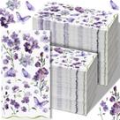 Guardanapos de papel Epakh Purple Floral de 2 camadas descartáveis 200 unidades