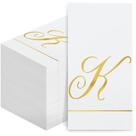 Guardanapos descartáveis Monogram Guest Pasimy, 100 unidades, letra dourada