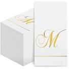 Guardanapos descartáveis Monogram Guest Pasimy, 100 unidades, letra dourada