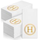 Guardanapos descartáveis NFSQ 100 Gold Monogram Letter H Guardanapos descartáveis NFSQ 100 Gold Monogram Letter H