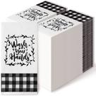Guardanapos descartáveis para hóspedes, toalhas de mão de papel, 200 unidades em preto/branco