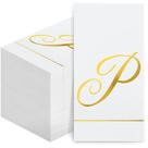 Guardanapos iniciais descartáveis Pasimy Monogram Gold 100 unidades