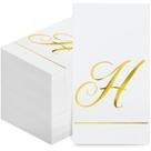 Guardanapos iniciais descartáveis Pasimy Monogram Gold Letter 100 unidades