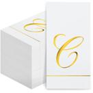Guardanapos iniciais descartáveis Pasimy Monogram Gold Letter 100 unidades