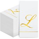 Guardanapos iniciais descartáveis Pasimy Monogram Gold Letter 100 unidades