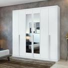 GuardaRoupa Casal 100 MDF Alonzo 6 Portas 4 Gavetas Com Espelho Branco
