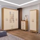 GuardaRoupa Casal 6 Portas 2 Gavetas com Espelho Cômoda 5 Gavetas e Multiuso 2 Portas Off White Organizador Clique Chique