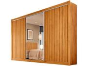 Guardaroupa Casal com Espelho 3 Portas de Correr 6 Gavetas Móveis Europa Ripado York