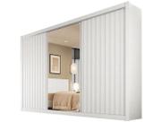 Guardaroupa Casal com Espelho 3 Portas de Correr 6 Gavetas Móveis Europa Ripado York