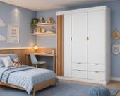 Guardaroupa Infantil Ayla 3 Portas 4 Gavetas 100 MDF Guardaroupa Infantil Ayla 3 Portas 4 Gavetas 100 MDF