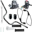 Guidão guidom CG150 CG160 Fan Titan Cargo Start 14/ com kit pisca alerta lampejador e peso retrovisor manopla barrinha