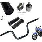 Guidão Mais Pezinho Com Manopla Factor 125 Fazer 150 Yamaha Preto Fosco Moto