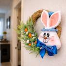 Guirlanda Arranjo Cabeça De Coelho Decoração Páscoa De 25cm Azul Direito