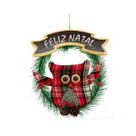 Guirlanda Coruja Tecido Enfeite Natal Porta Natalino Pinha