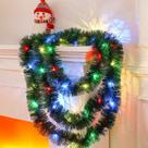 Guirlanda de árvore de Natal Kingdder Prelit Tinsel com luzes