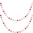 Guirlanda de bolas de feltro de lã WILLBOND 24 bolas de 2 m de comprimento (rosa, rosa claro, bege, branco)