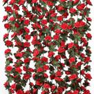 Guirlanda de flores artificiais KHOYIME Red Roses Vines 2,45 m - pacote com 18
