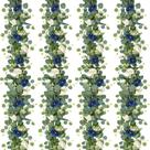 Guirlanda de flores de eucalipto artificial TOCHGREEN azul branco 4 unidades