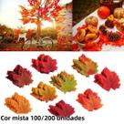 Guirlanda de Folhas de Bordo Artificial - 100/200 Unidades para Decoração de Festa de Outono
