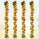 Guirlanda de girassol artificial, pacote com 4, 2,3 m para decoração de outono Guirlanda de girassol artificial, pacote com 4, 2,3 m para decoração de outono