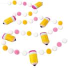 Guirlanda de lápis Banner Whaline Back to School Felt Pom de 2,5 m
